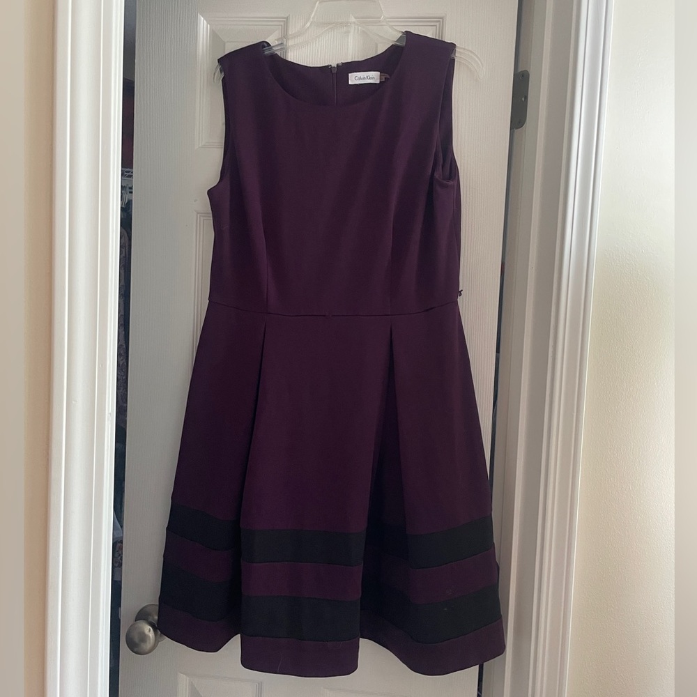 Calvin Klein Deep Purple and Black Dress
